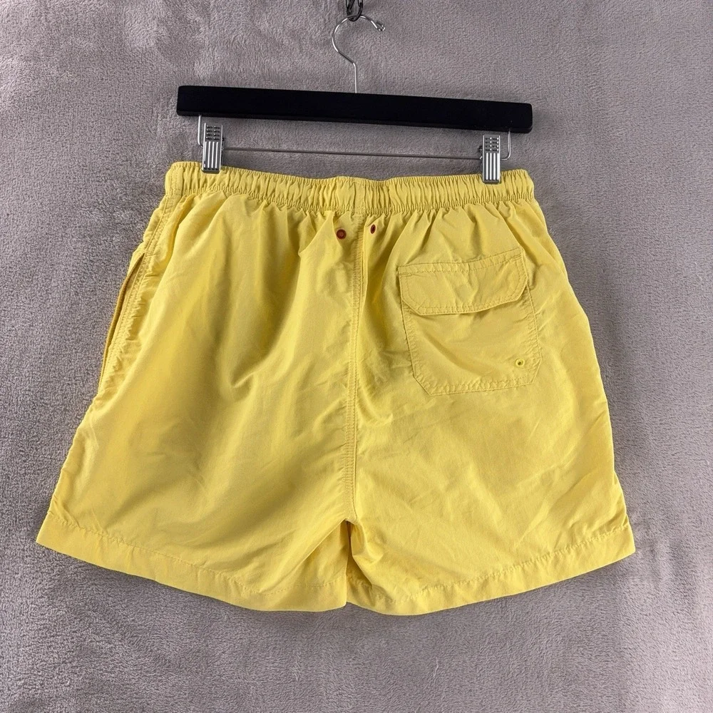 Solid & Striped Swim Trunks Mens‎ Size Small Yellow Drawstring Lined Shorts